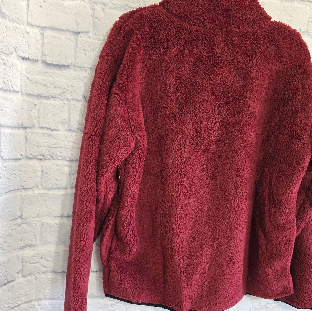 PINK Victoria's Secret Sherpa Teddy Jacket Full Zip Maroon VS Sweater New XL - Picture 5 of 16